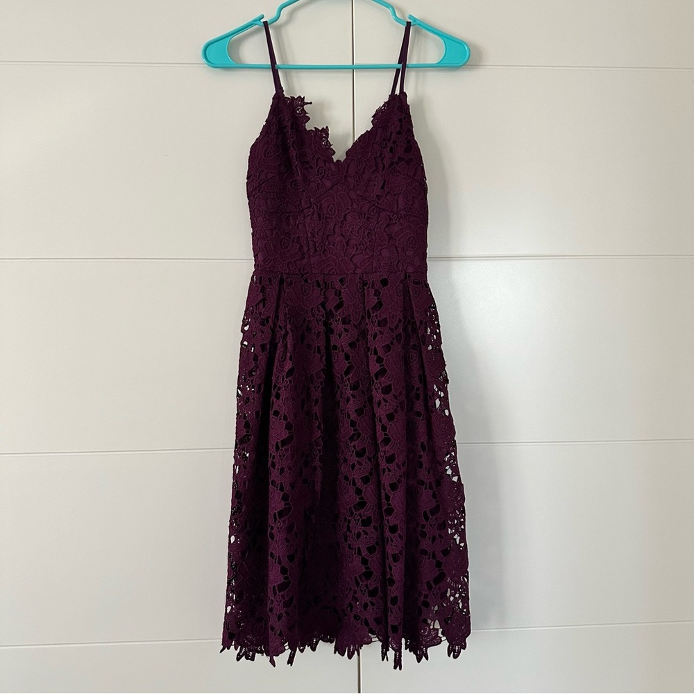 Aqua floral lace purple dress